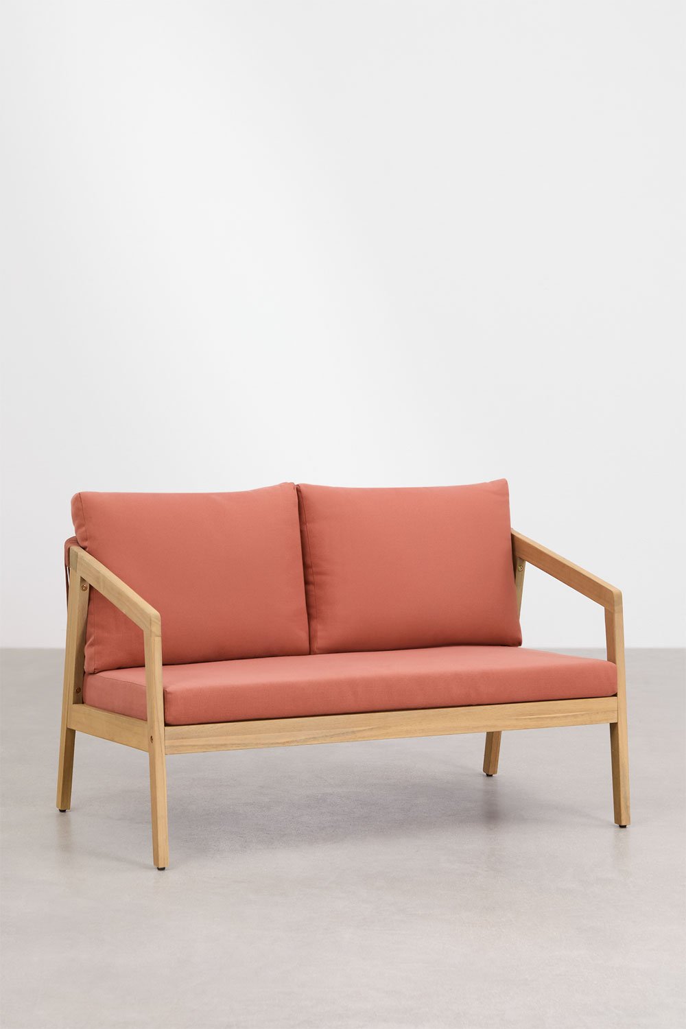 Ensemble de salon avec canapé 2 places, 2 fauteuils et table basse en bois d'acacia et corde tressée Kaela, image de la galerie 2
