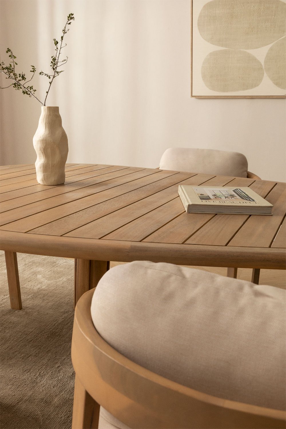 Table de salle à manger ovale en bois d'acacia Ginara, image de la galerie 2
