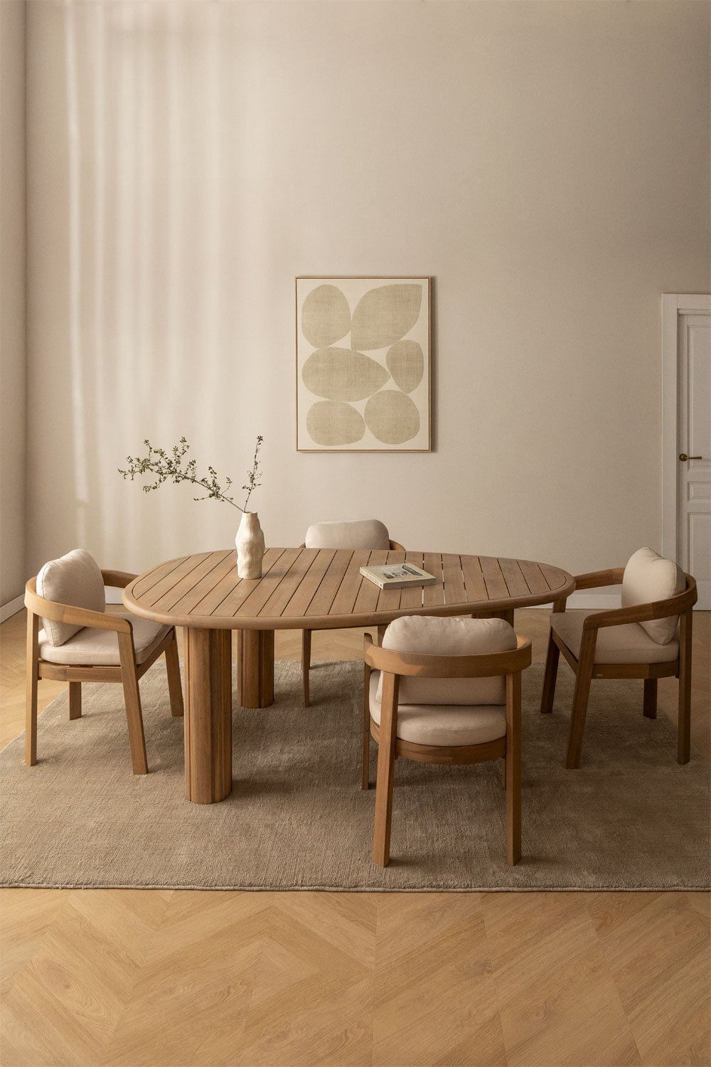 Table de salle à manger ovale en bois d'acacia Ginara, image de la galerie 1
