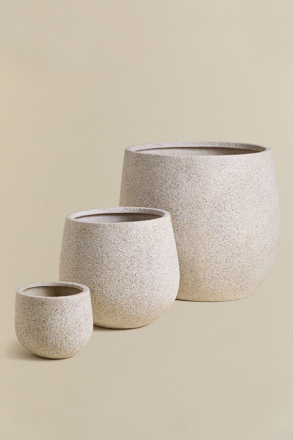 Ensemble de 3 pots Ø50 cm / Ø35 cm / Ø20 cm en polystone Ugor, image de la galerie 1