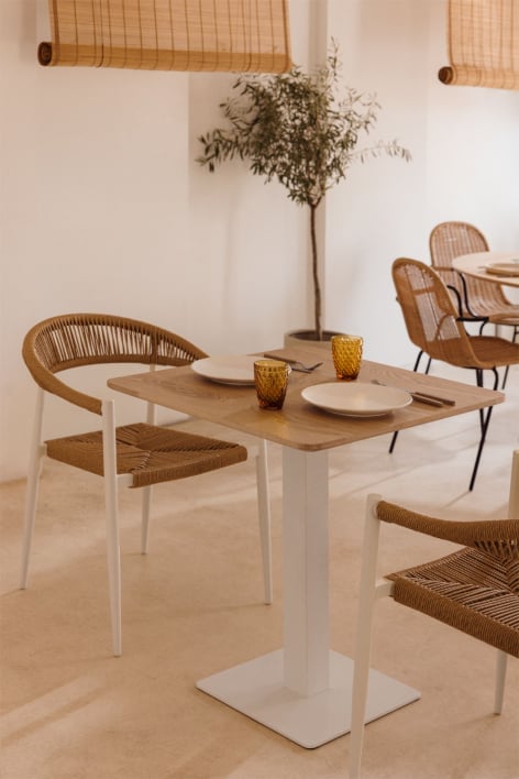 Table de Bar Carrée en Placage de Frêne Expresso - ↔︎ 70 cm