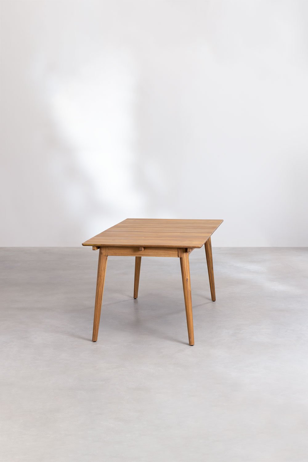 Table de salle à manger rectangulaire 160-210x90 cm extensible en bois d'acacia Tenay, image de la galerie 7