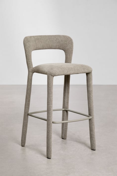 Lot de 4 tabourets hauts 75 cm avec dossier en tissu gris taupe Brusel