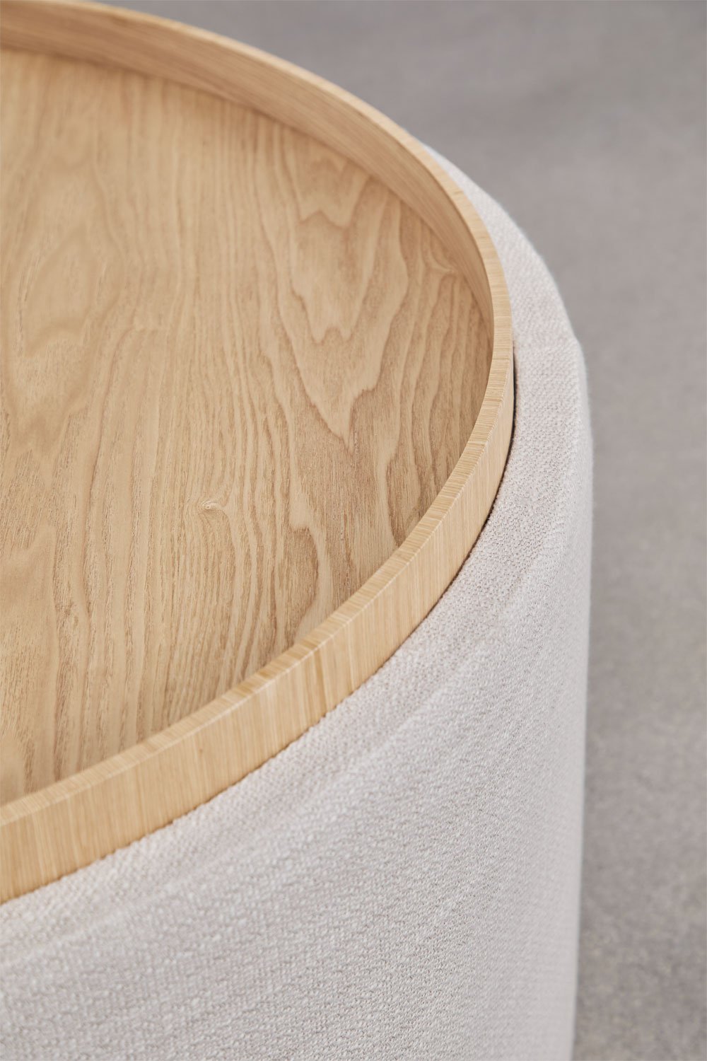 Pouf rond rembourré Berkeleni avec plateau et rangement, image de la galerie 4