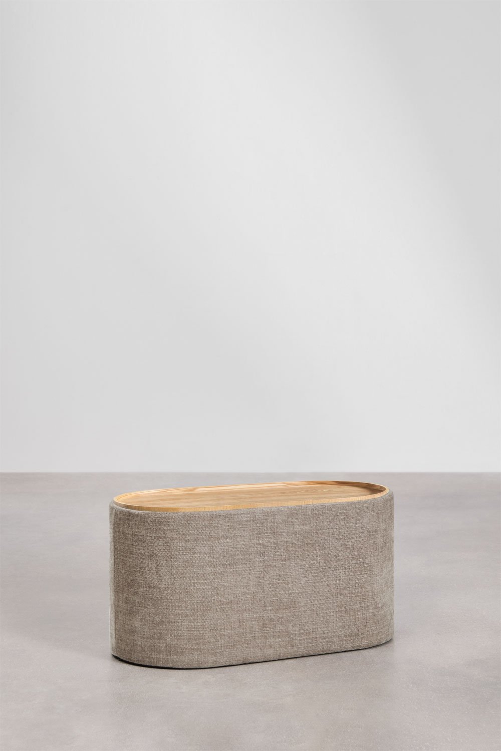 Table basse ovale 75x40 cm avec plateau et rangement tapissée Berkeleni, image de la galerie 3
