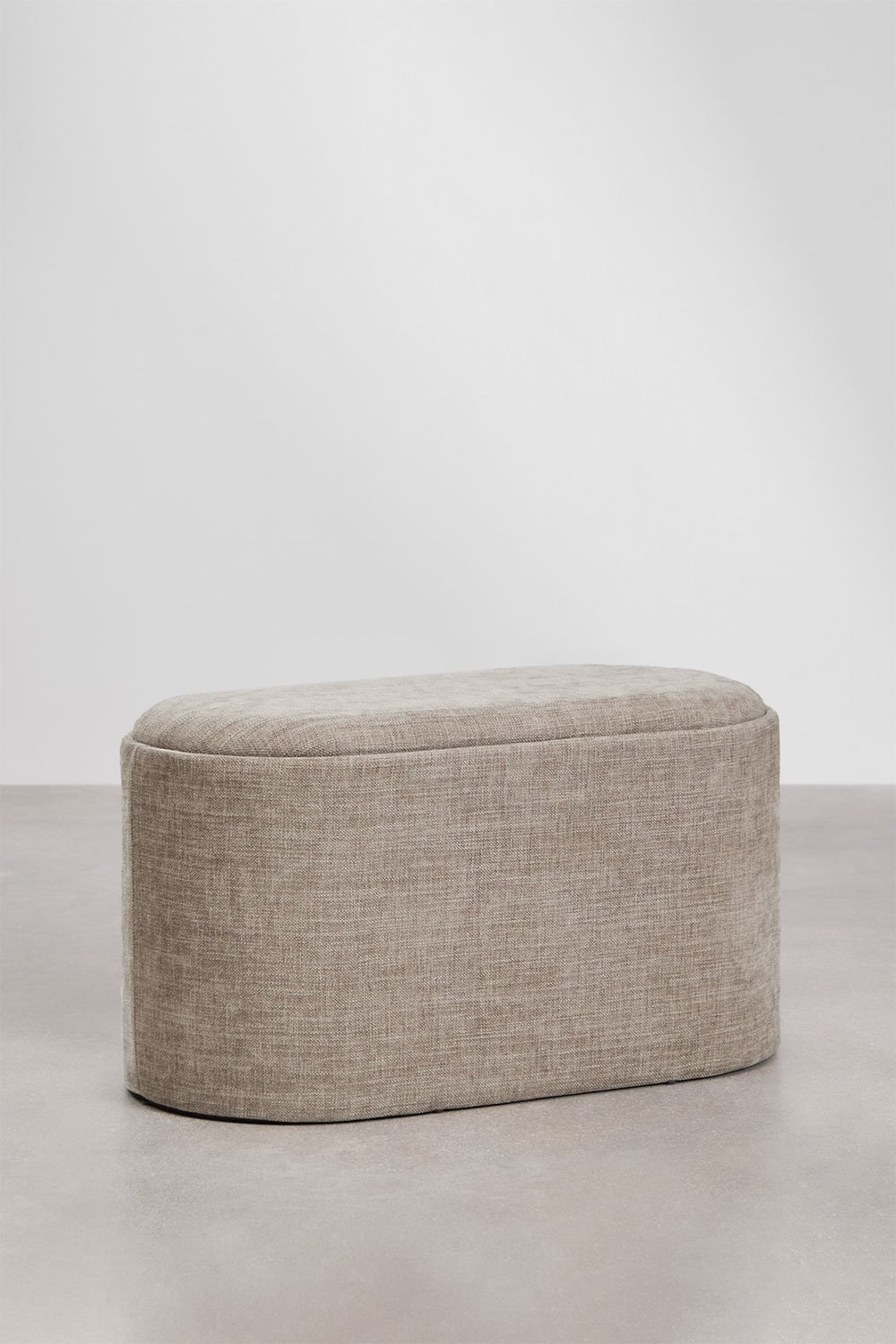 Pouf ovale rembourré Berkeleni avec plateau et rangement, image de la galerie 2