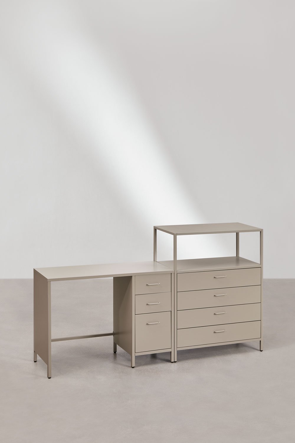 Ensemble de bureau avec tiroirs et caisson en acier Janine, image de la galerie 3