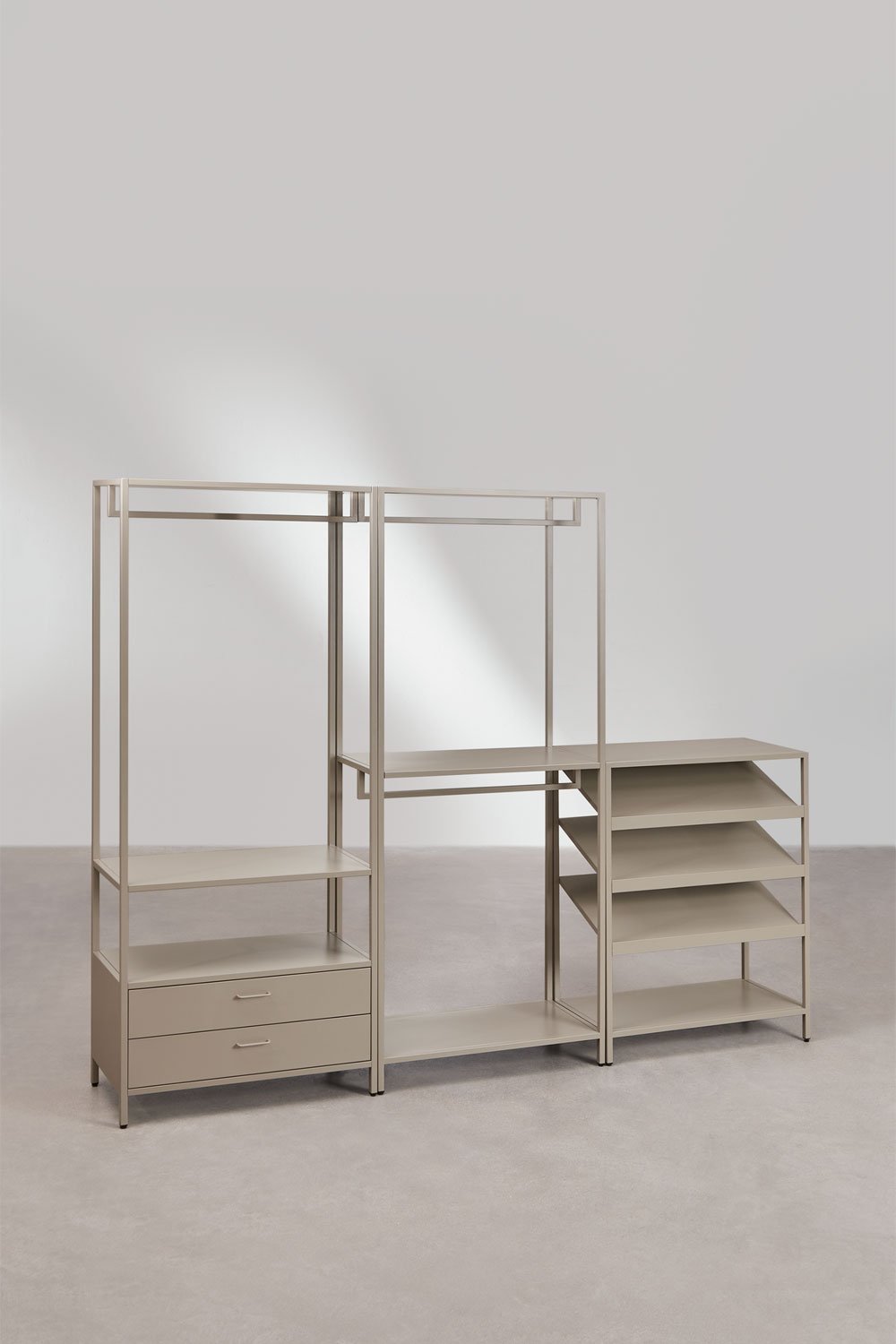 Armoire modulaire ouverte Janine 3 pièces avec étagère à chaussures basse en acier, image de la galerie 3