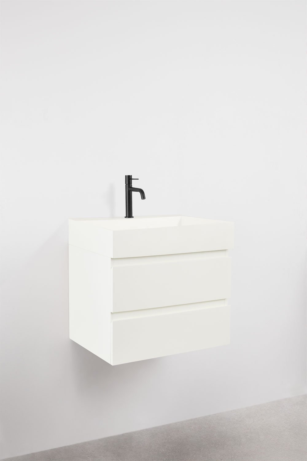 Ensemble de meuble de salle de bain en bois et placage de frêne avec lavabo intégré Ona, image de la galerie 3