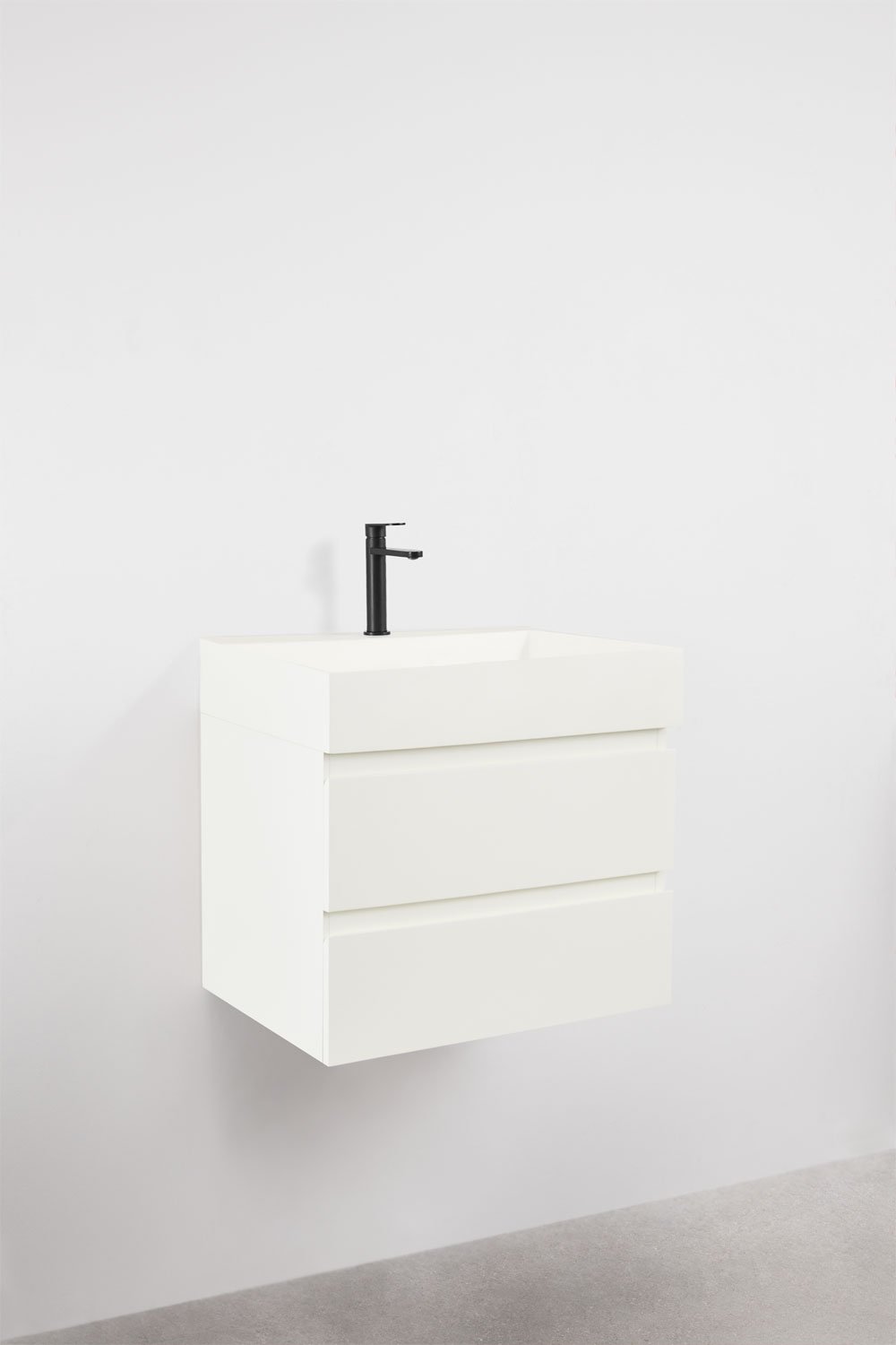 Ensemble de meuble de salle de bain en bois et placage de frêne avec lavabo intégré Ona, image de la galerie 3