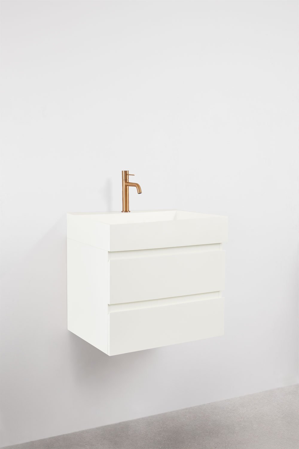 Ensemble de meuble de salle de bain en bois et placage de frêne avec lavabo intégré Ona, image de la galerie 3