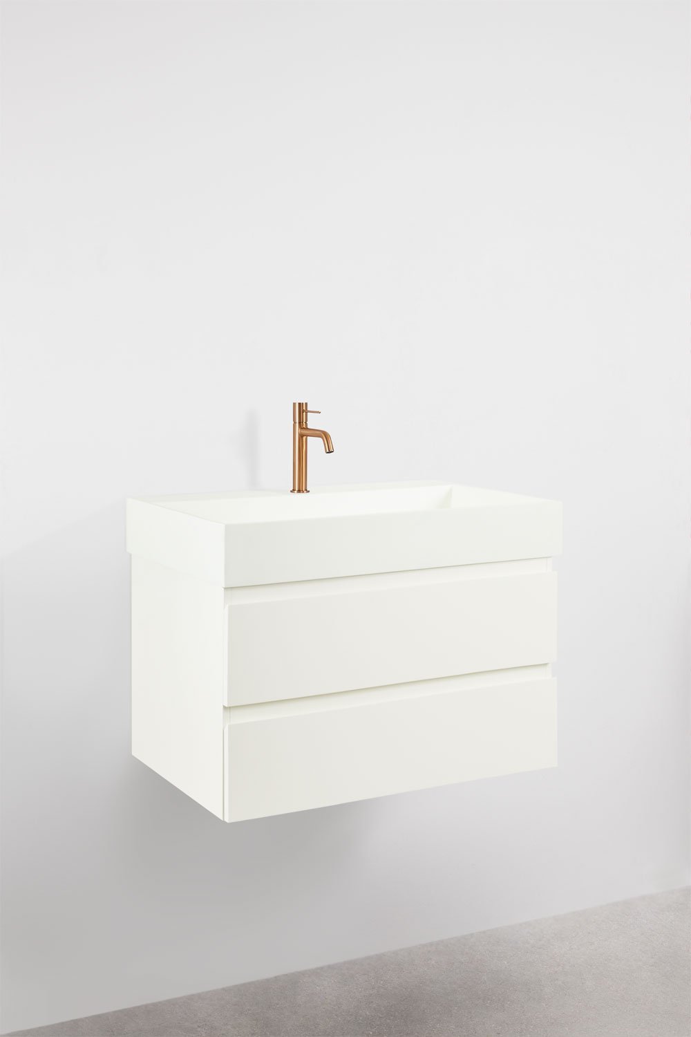 Ensemble de meuble de salle de bain en bois et placage de frêne avec lavabo intégré Ona, image de la galerie 3