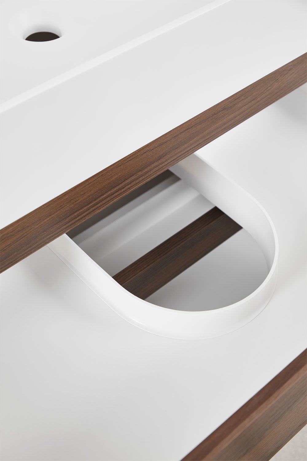 Ensemble de meuble de salle de bain en bois et placage de frêne avec lavabo intégré Ona, image de la galerie 5