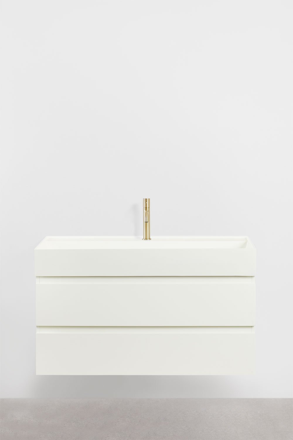 Ensemble de meuble de salle de bain en bois et placage de frêne avec lavabo intégré Ona, image de la galerie 2