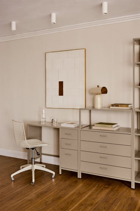 Ensemble de bureau avec tiroirs et caisson en acier Janine