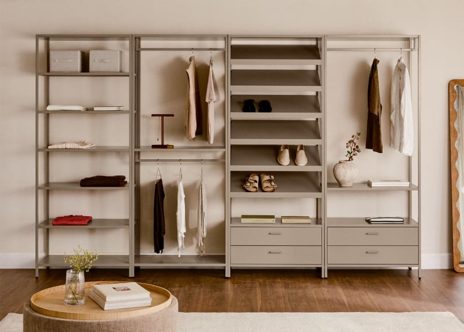 Armoire modulaire ouverte Janine 4 pièces avec étagères en acier