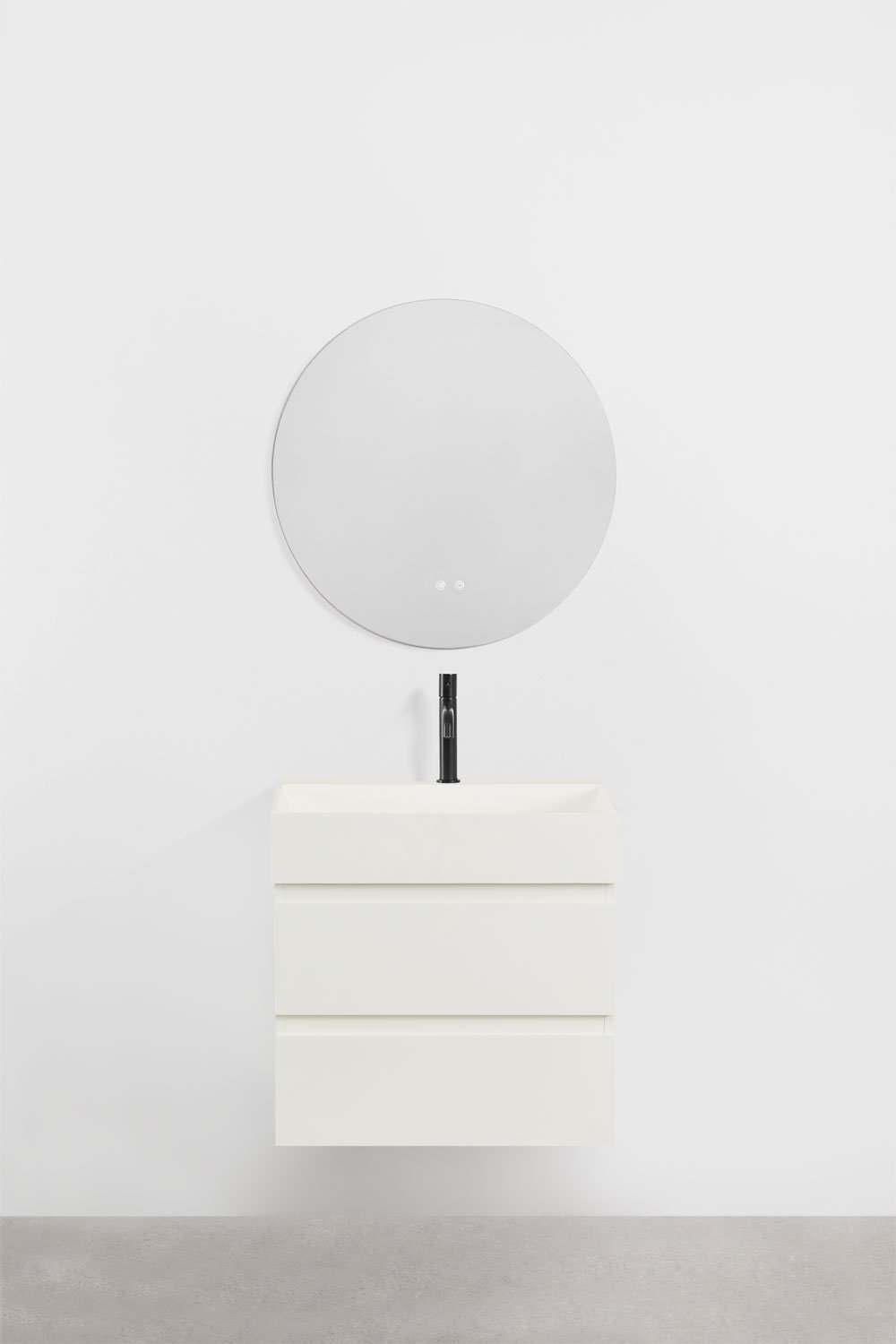 Ensemble de meuble de salle de bain en bois et placage de frêne avec lavabo intégré Ona, image de la galerie 2