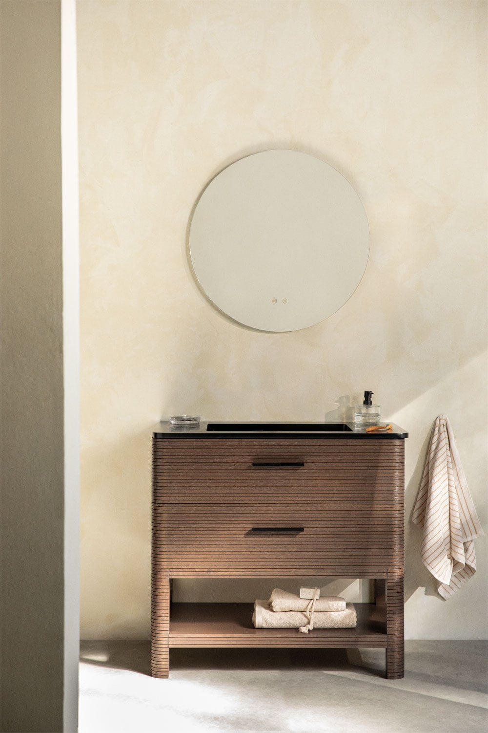 Ensemble meuble de salle de bain 90x50 cm en bois avec lavabo intégré Misene, image de la galerie 1