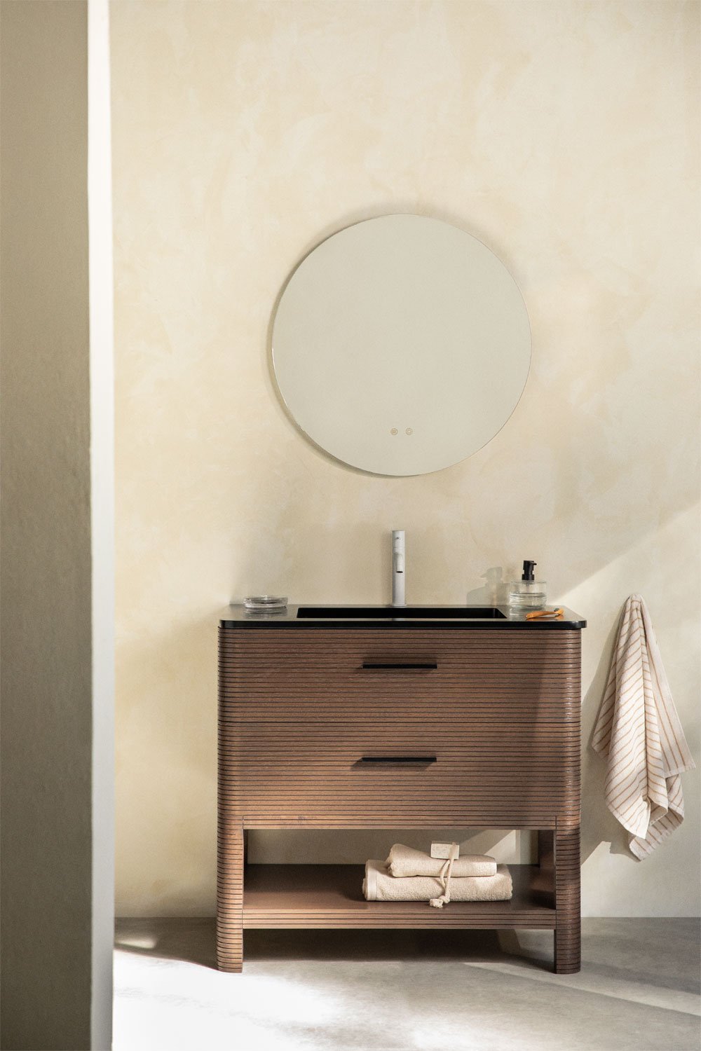 Ensemble meuble de salle de bain 90x50 cm en bois avec lavabo intégré Misene, image de la galerie 1