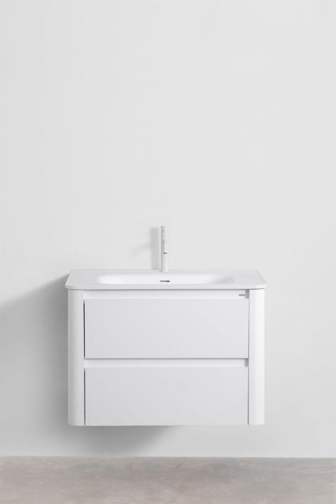 Ensemble de meuble de salle de bain en bois avec lavabo intégré Egerton - Blanc