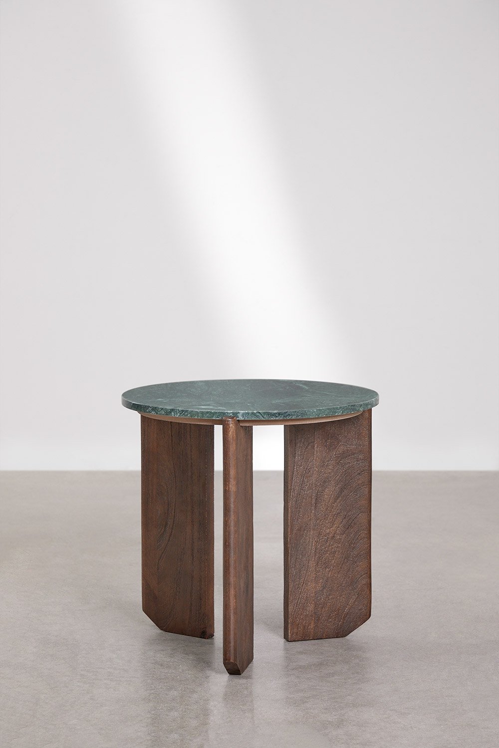Table de chevet ronde Lavinia, Ø50 cm, en pierre naturelle et bois de manguier, image de la galerie 1