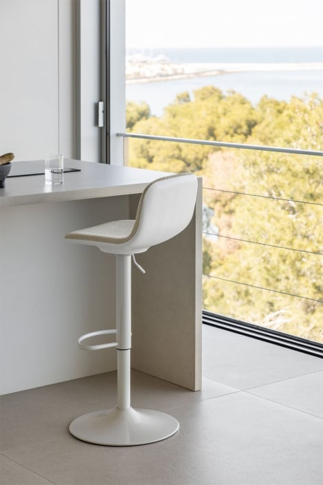 tabouret haut réglable en bouclé blanc Odeon