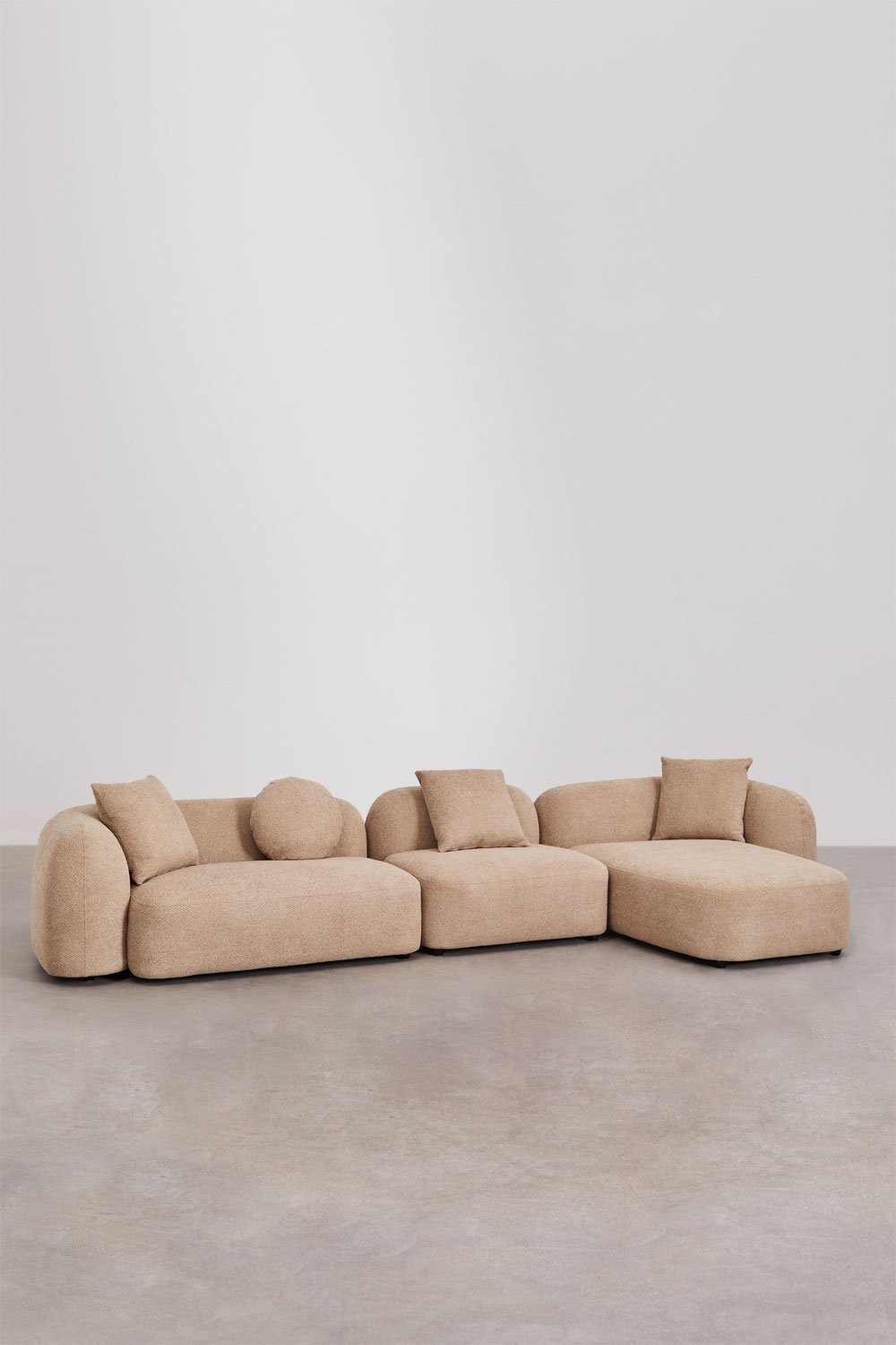 Canapé modulaire avec méridienne droite en 3 pièces en chenille Coco, image de la galerie 3