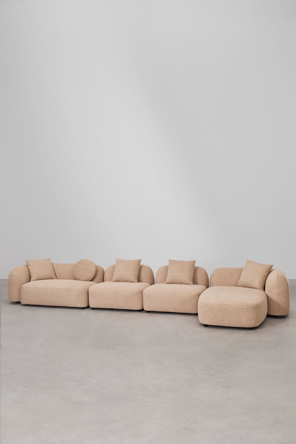 Canapé modulaire avec méridienne droite en 4 pièces en chenille Coco, image de la galerie 1