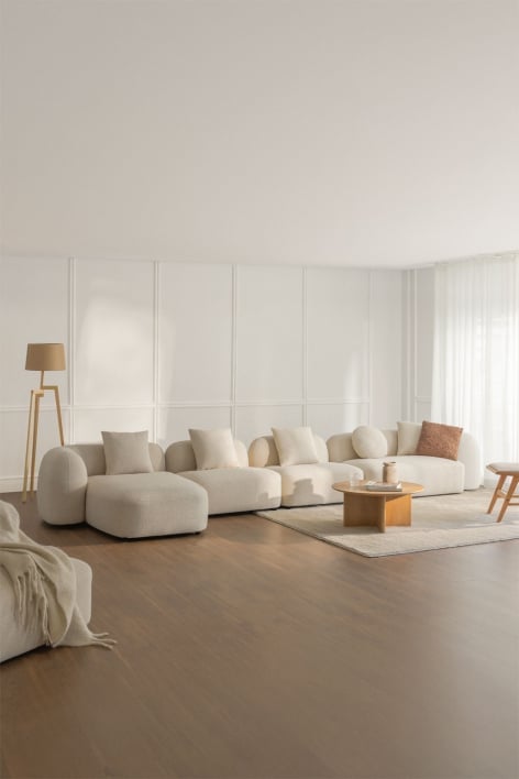 Canapé méridienne gauche modulable 4 pièces en chenille Coco - Chenille Épais Blanc