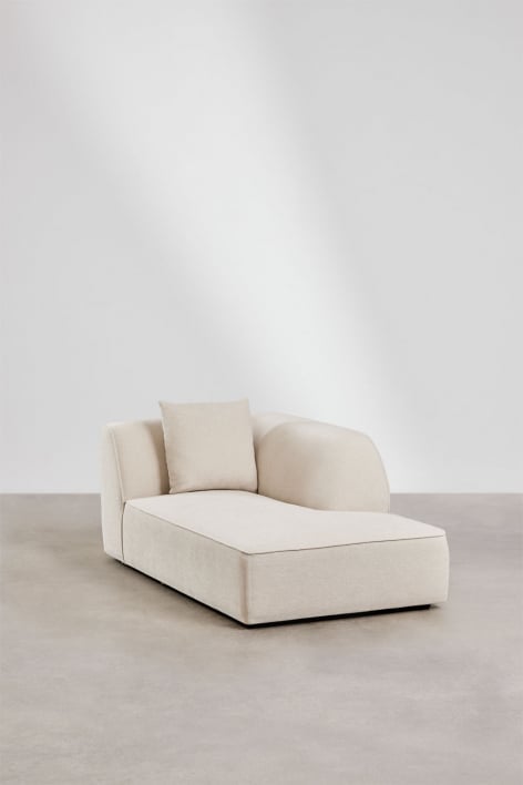 Module chaise longue droit pour canapé modulaire tapissé Cardea - Chenille Beige Crème
