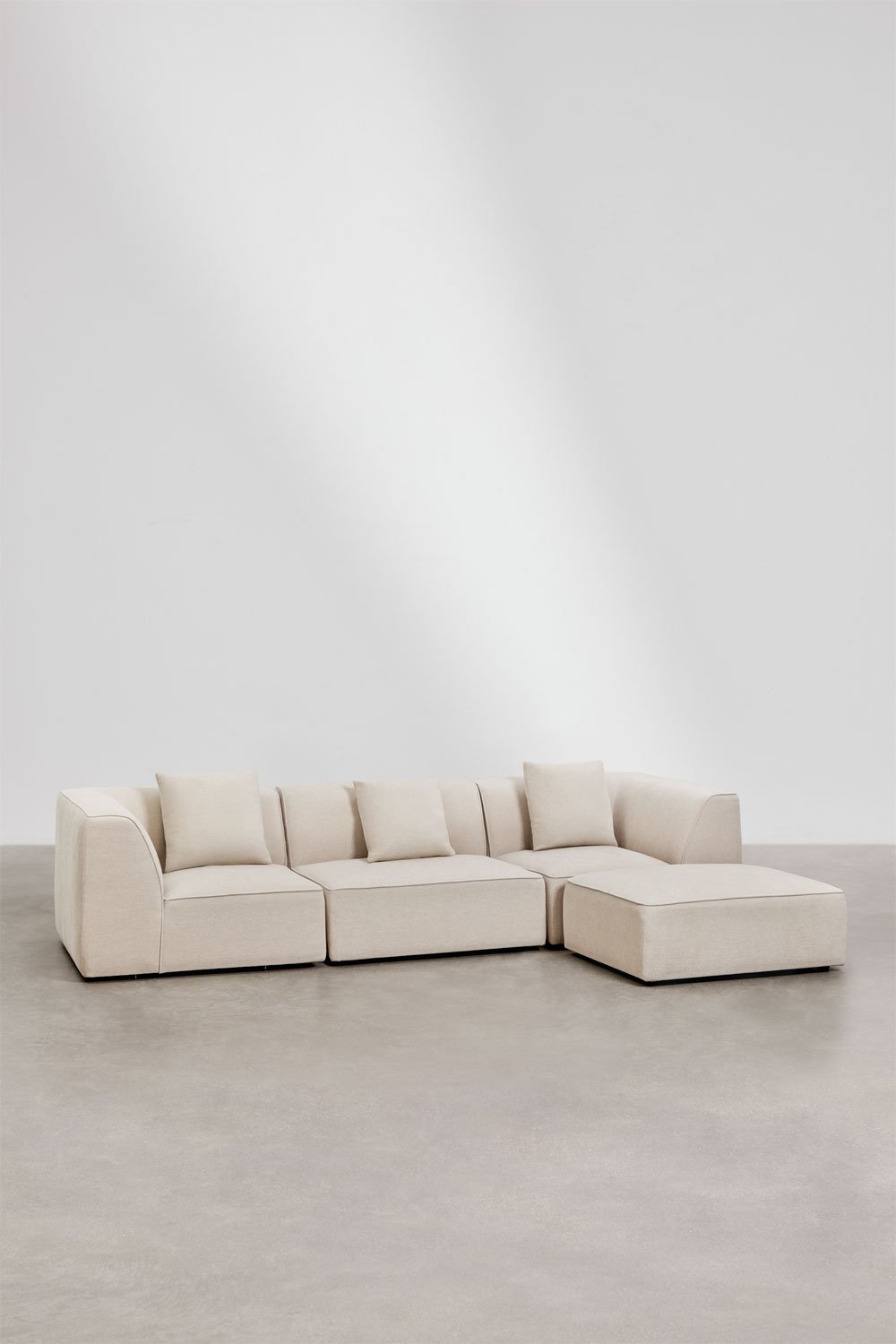 Canapé modulable Cardea 3 pièces avec pouf rembourré, image de la galerie 1