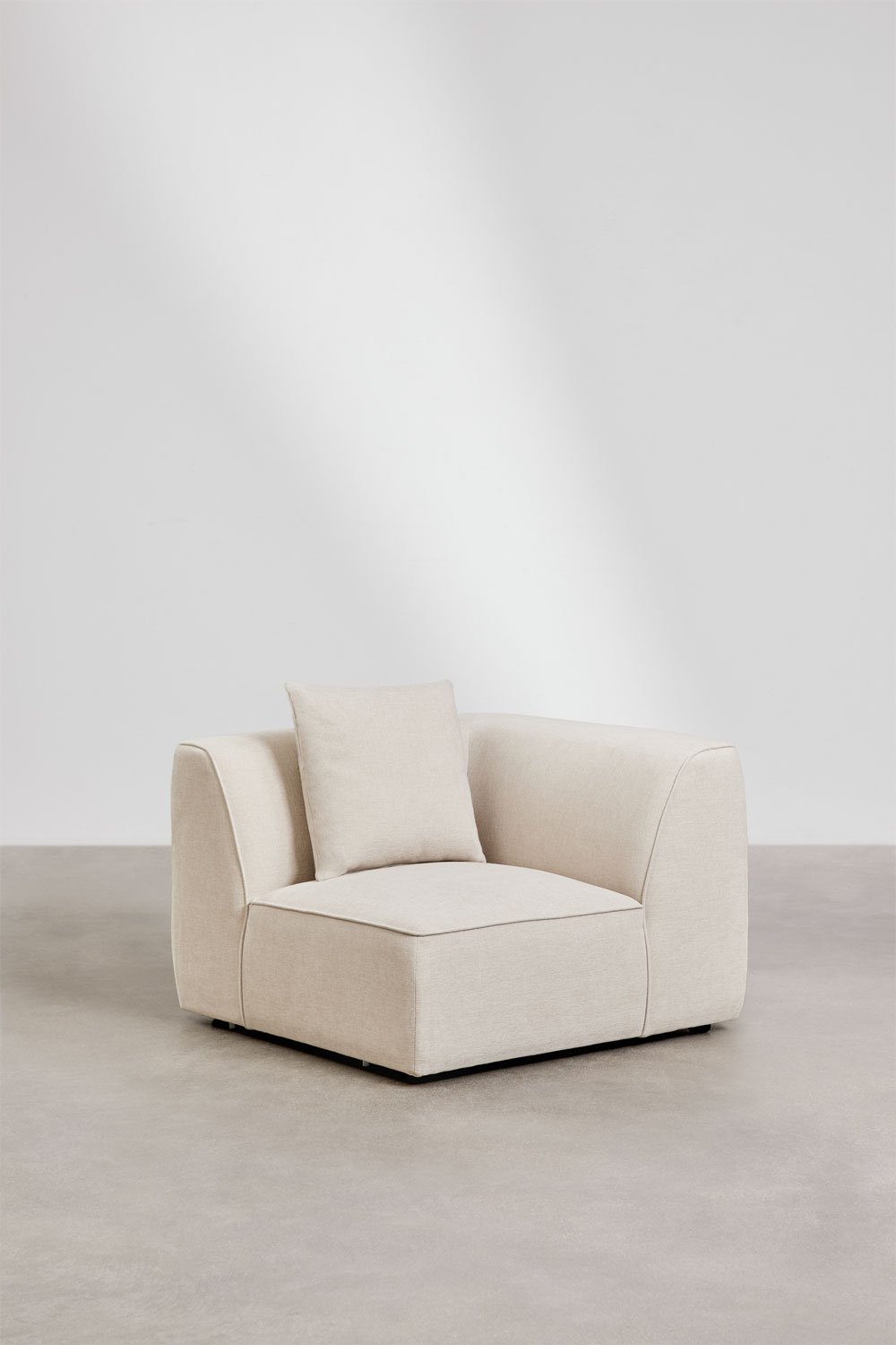 Canapé d'angle modulable Cardea 2 pièces avec méridienne gauche et pouf rembourré, image de la galerie 6