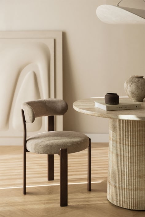 Jolie chaise de salle à manger en tissu chenille