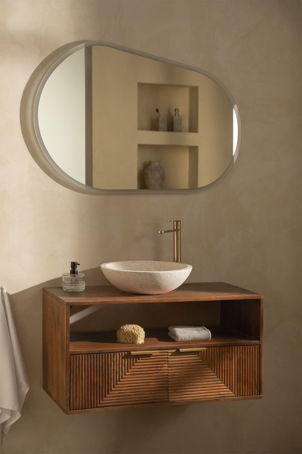 Ensemble de meuble de salle de bain en bois de manguier Baty, image de la galerie 1
