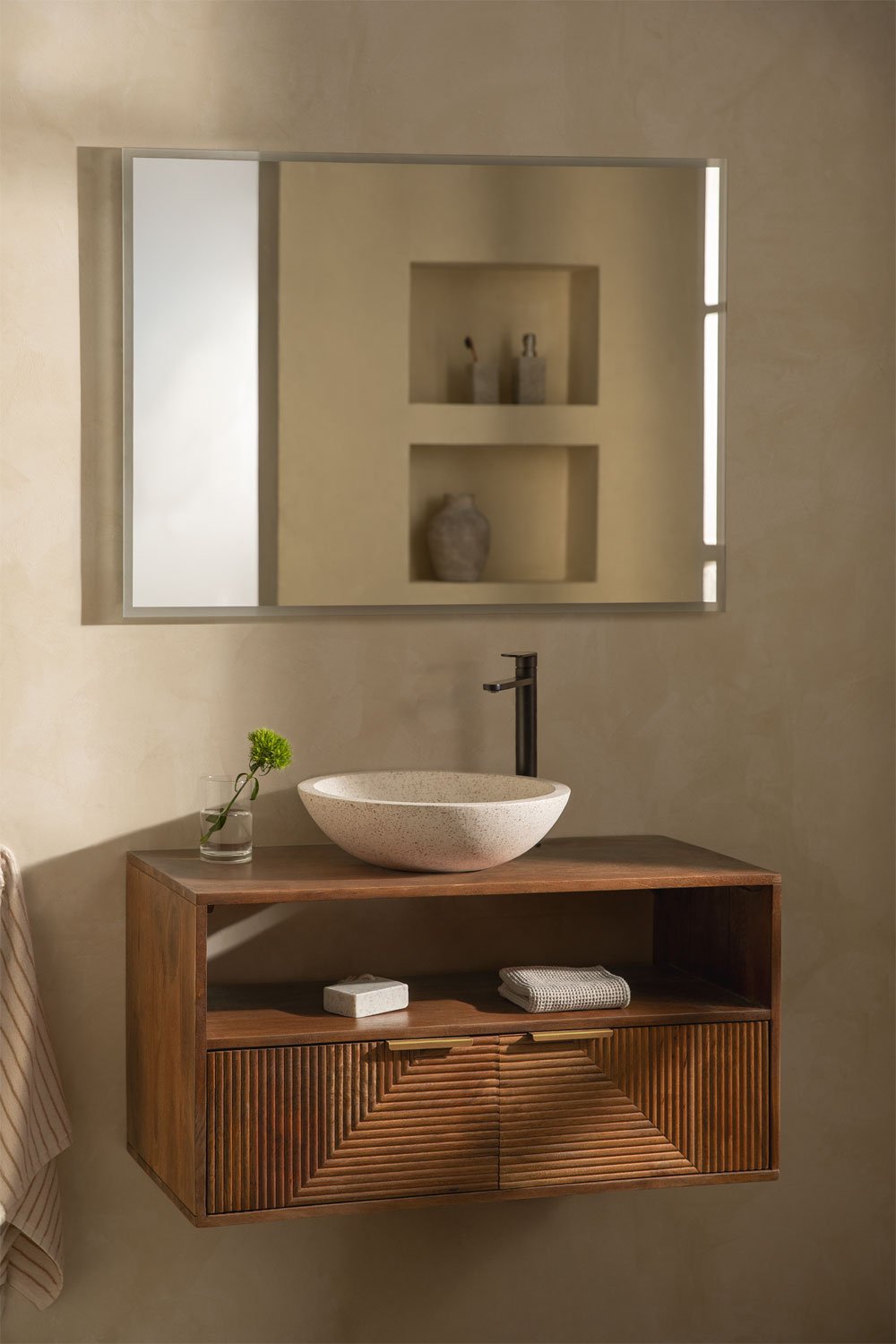 Ensemble de meuble de salle de bain en bois de manguier Baty, image de la galerie 1