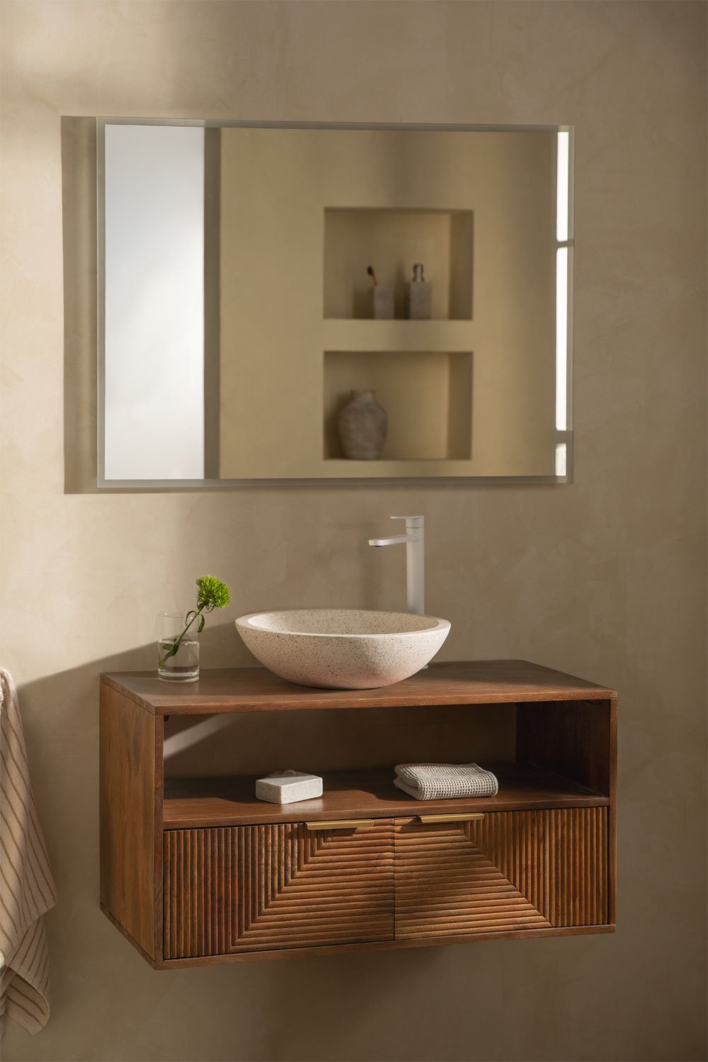 Ensemble de meuble de salle de bain en bois de manguier Baty, image de la galerie 1