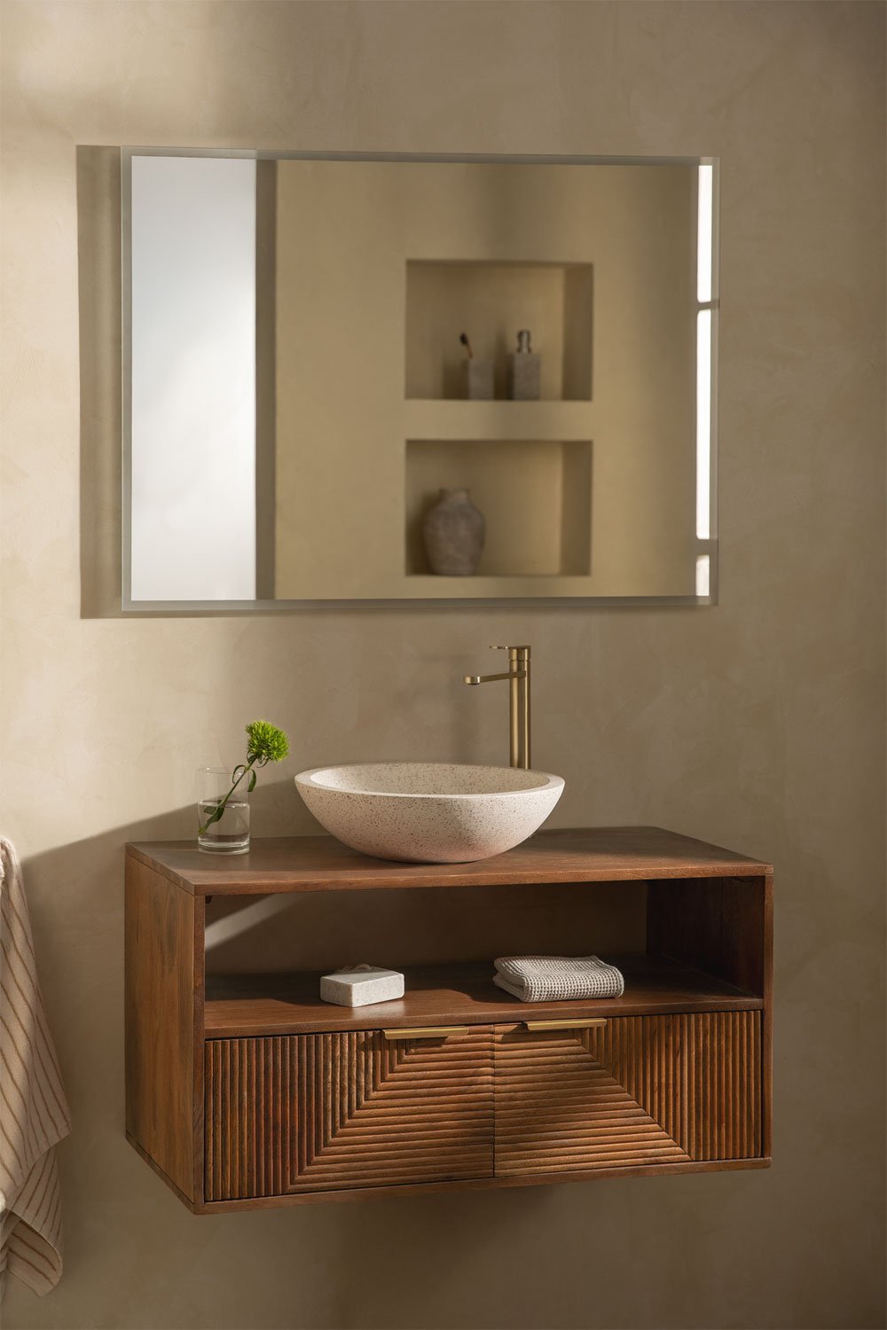 Ensemble de meuble de salle de bain en bois de manguier Baty, image de la galerie 1