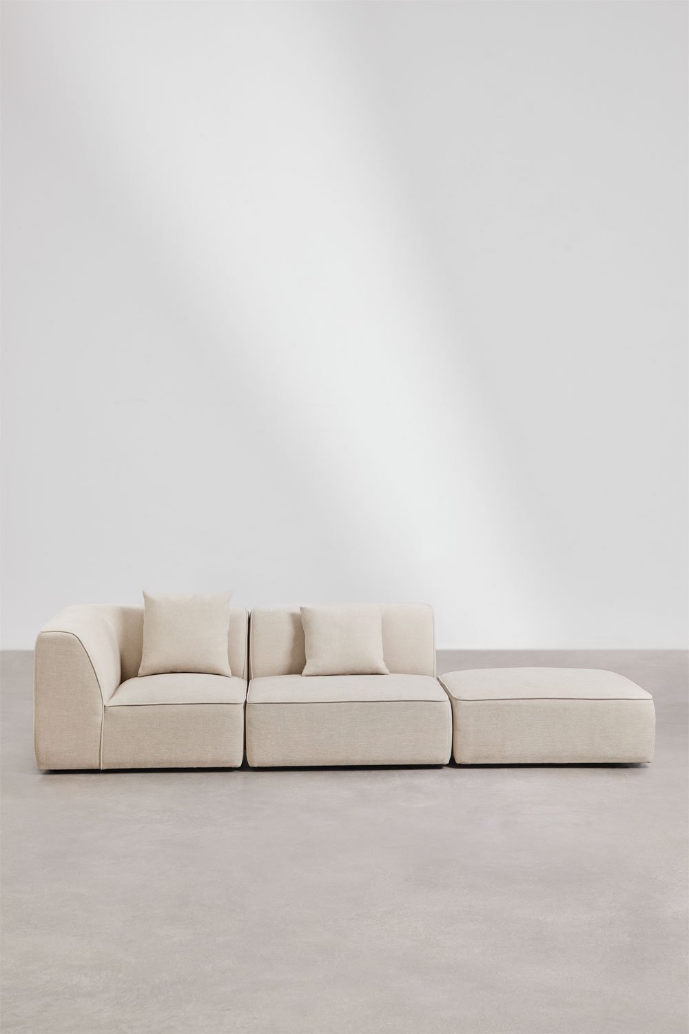 Canapé d'angle modulable Cardea 2 pièces avec pouf rembourré, image de la galerie 3