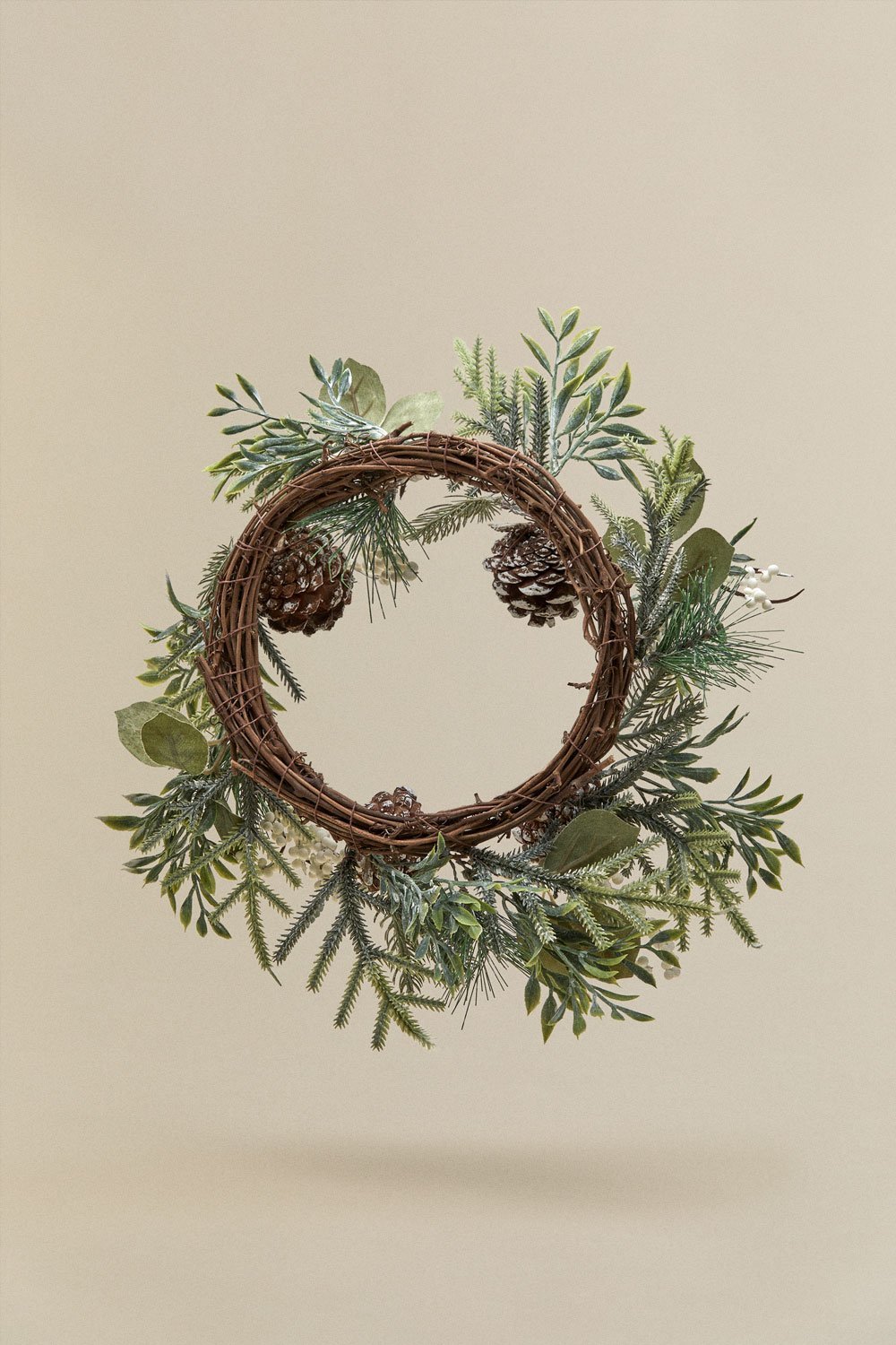 Couronne décorative de Noël Ø25 cm avec pommes de pin Hollis, image de la galerie 4