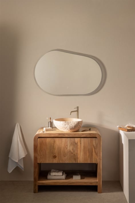 Ensemble de meuble de salle de bain en bois d'acacia Vacry - Brun Acacia