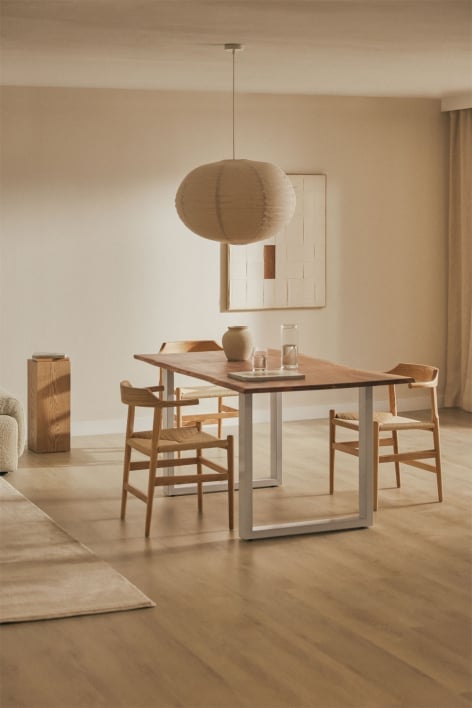 Table à manger rectangulaire en bois d'acacia Sami - Blanc