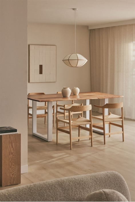 Table à manger rectangulaire en bois d'acacia Sami - Blanc