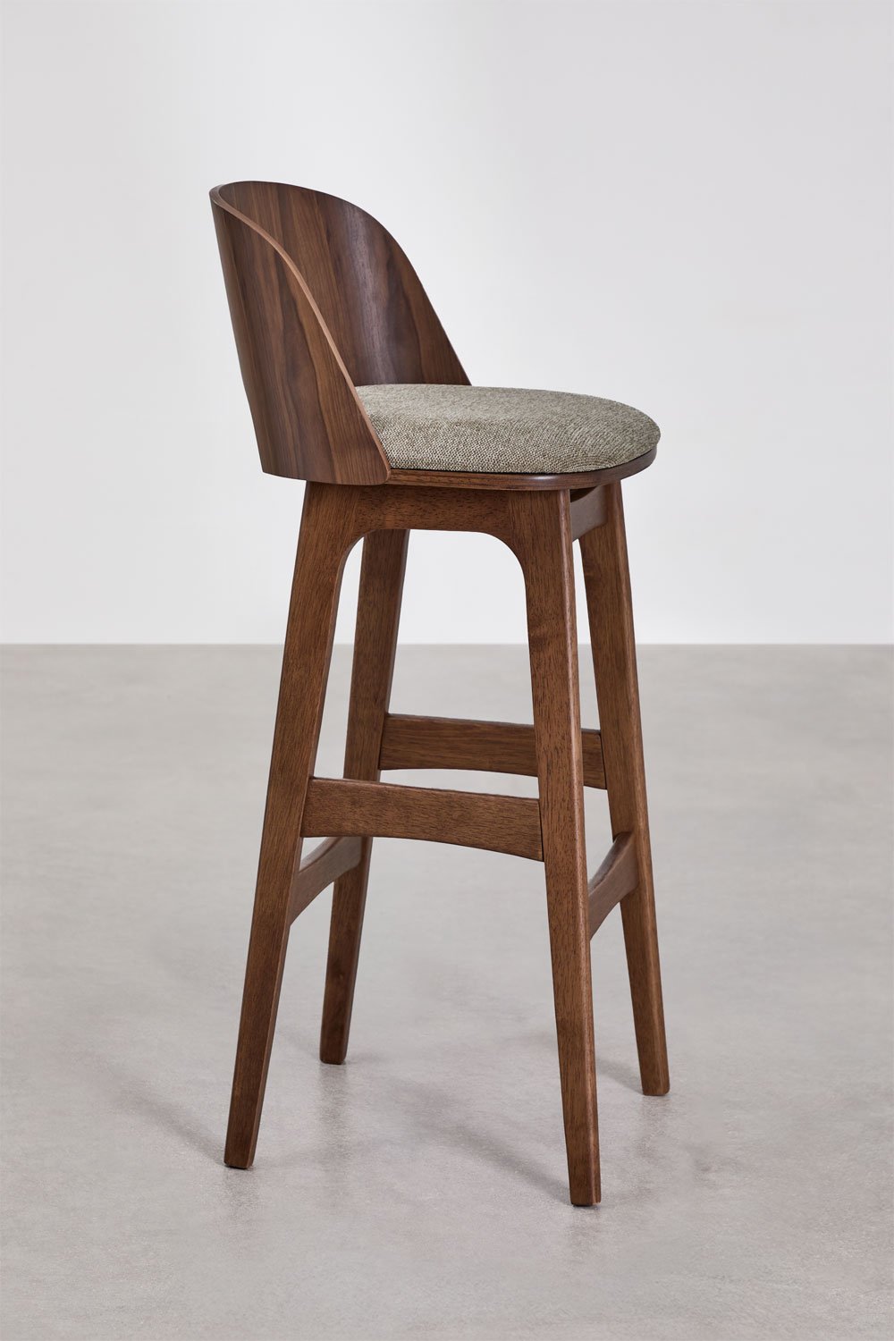 Tabouret haut Juna en bois et tissu d'ameublement, image de la galerie 2