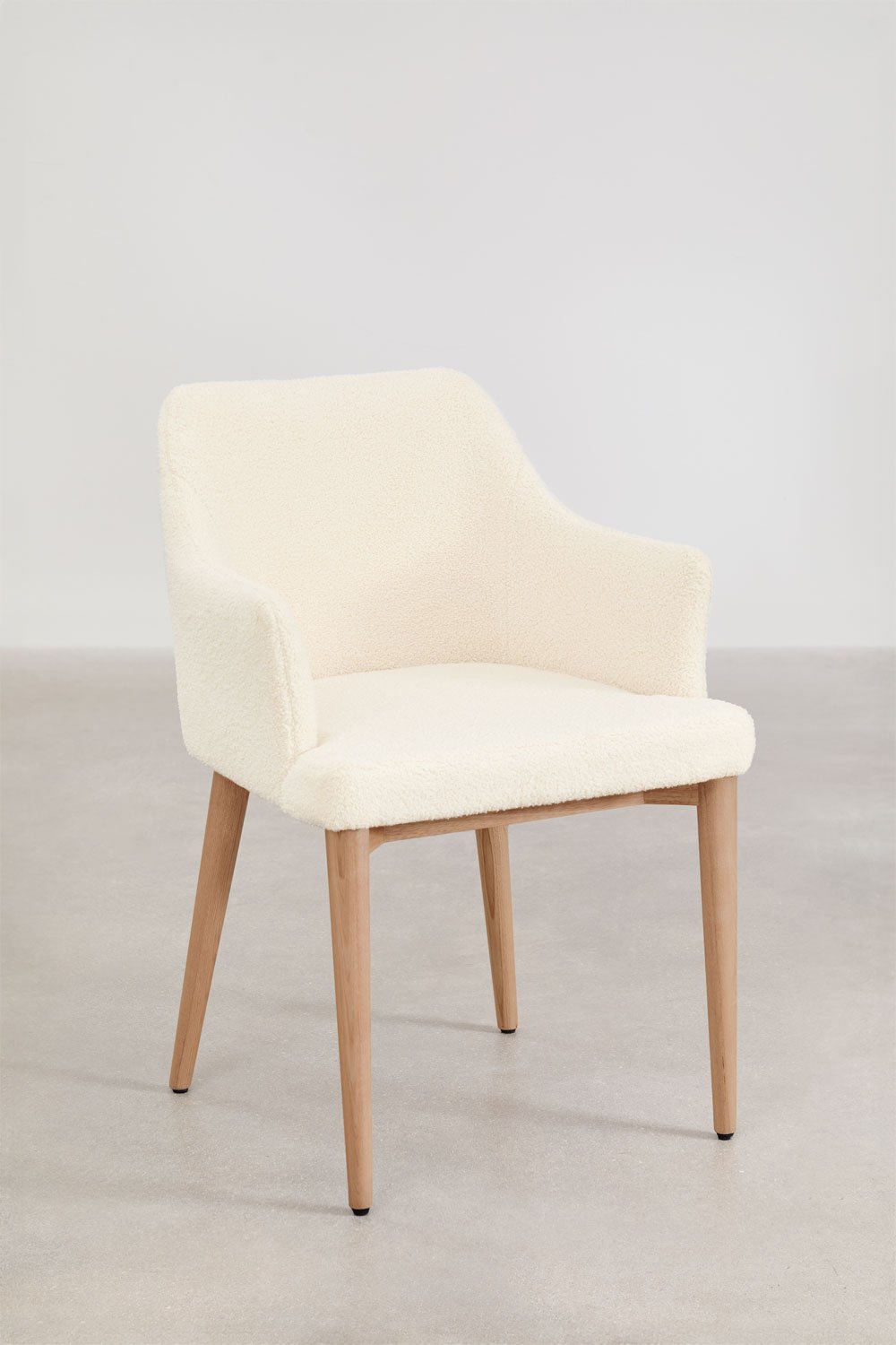 Chaise de salle à manger avec accoudoirs en peau de mouton Banfil, image de la galerie 2