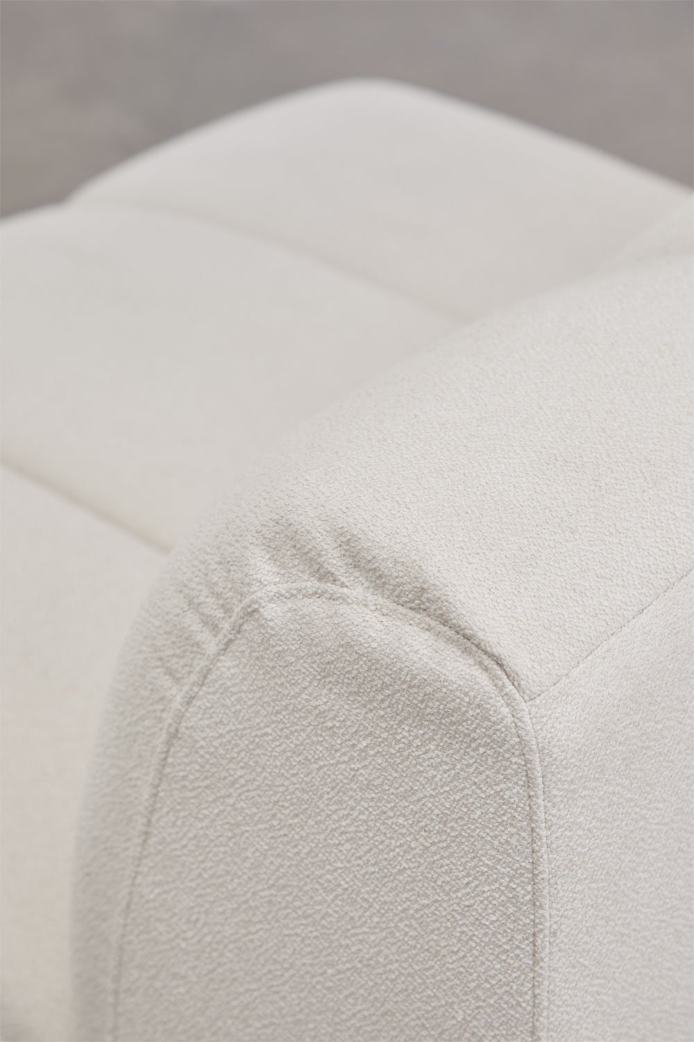 Canapé d'angle droit modulable 2 pièces et pouf en tissu bouclé Eliot, image de la galerie 7