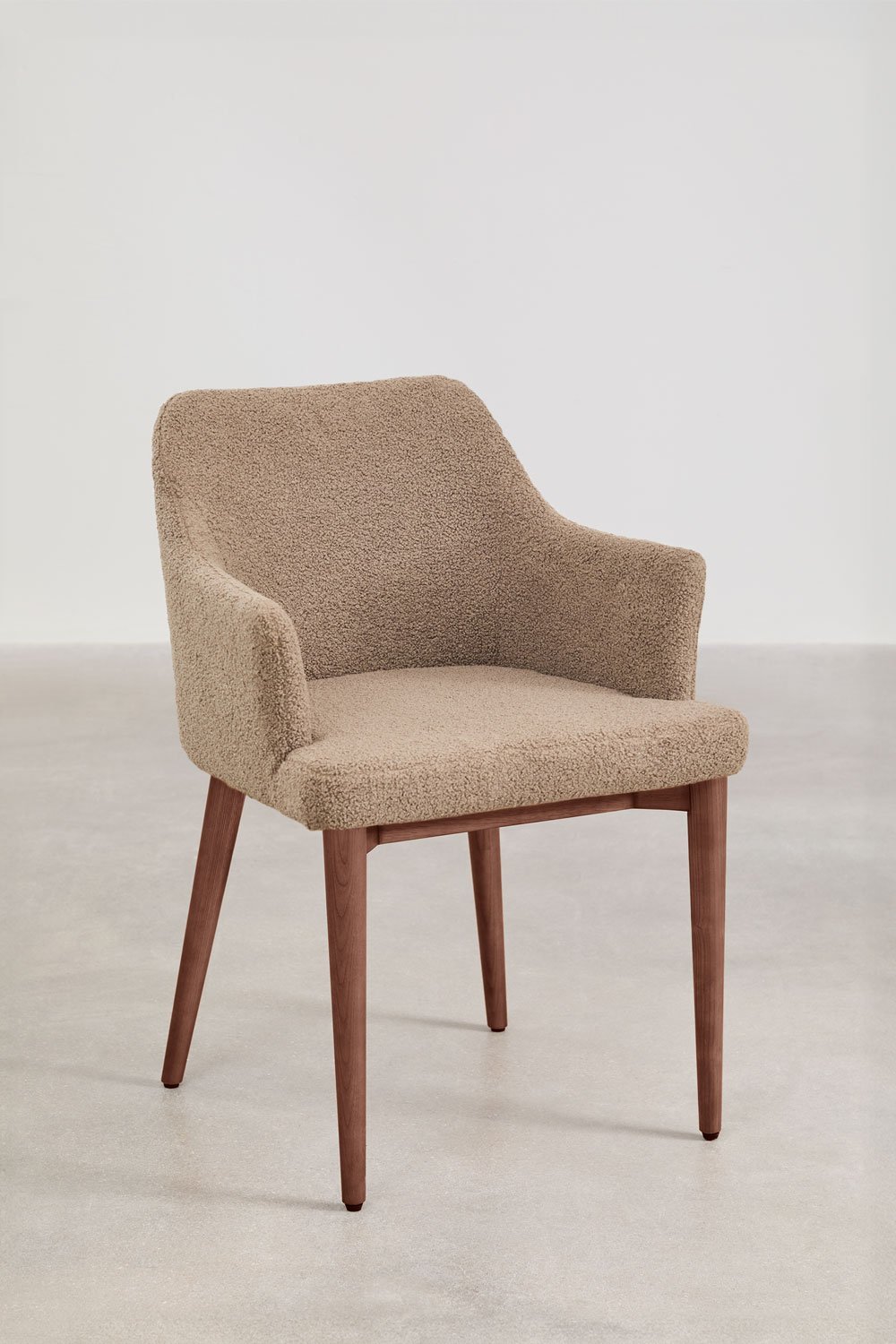 Lot de 4 chaises de salle à manger en peau de mouton Banfil avec accoudoirs, image de la galerie 2