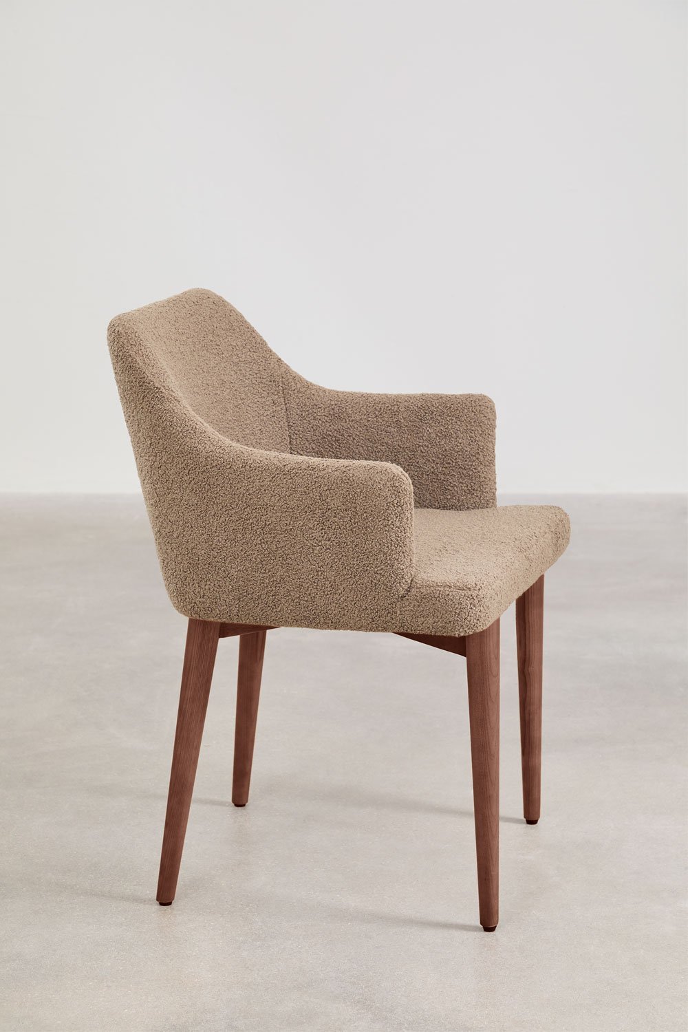 Lot de 4 chaises de salle à manger en peau de mouton Banfil avec accoudoirs, image de la galerie 3