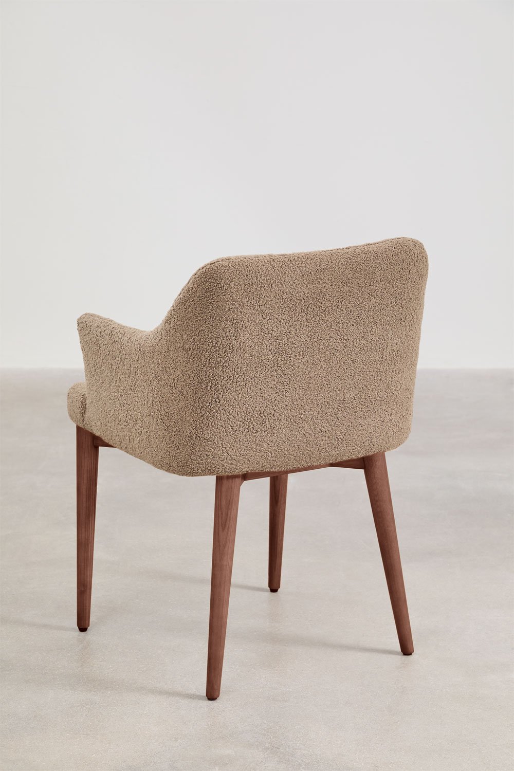 Lot de 4 chaises de salle à manger en peau de mouton Banfil avec accoudoirs, image de la galerie 4