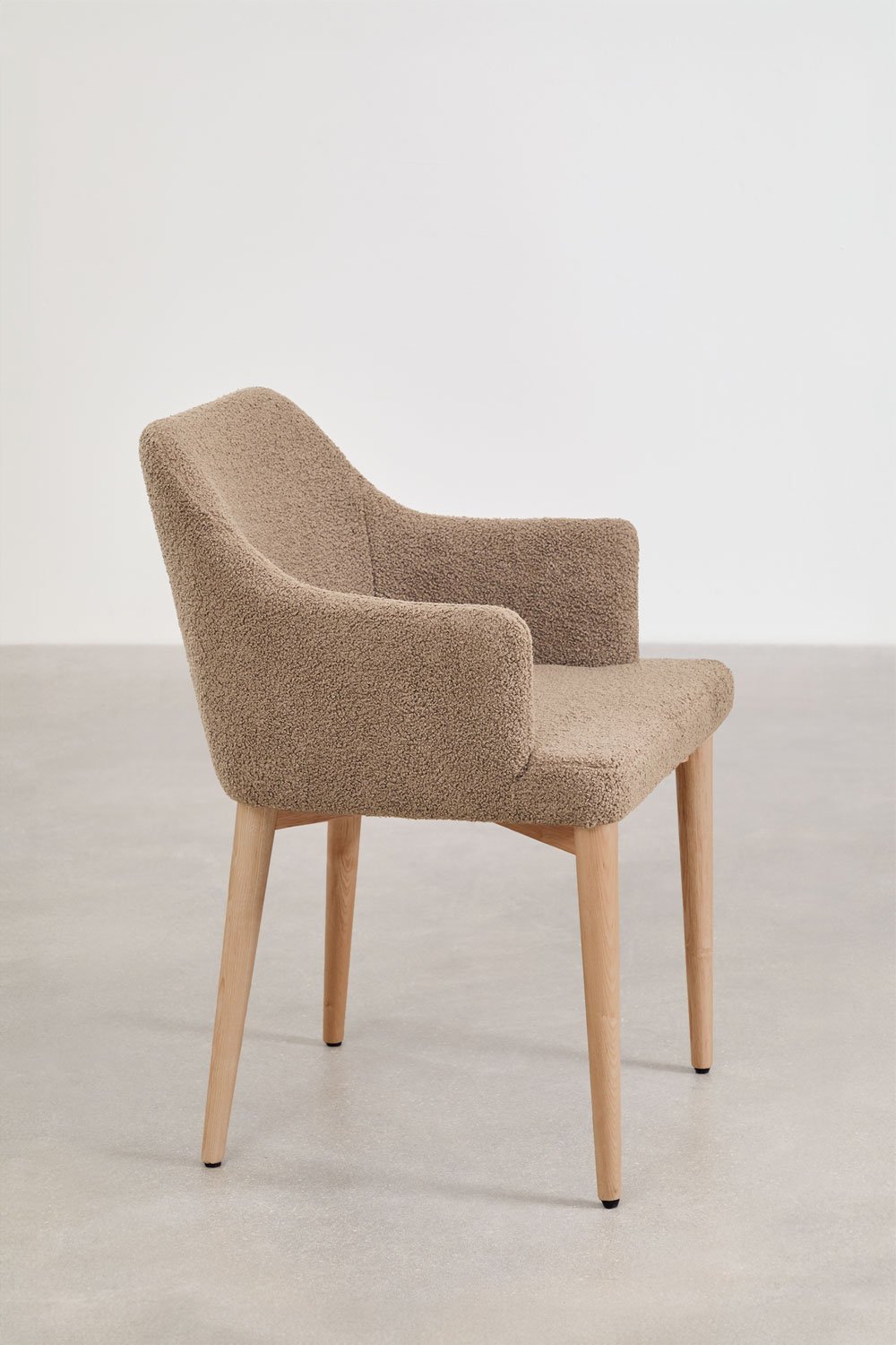 Lot de 4 chaises de salle à manger en peau de mouton Banfil avec accoudoirs, image de la galerie 4