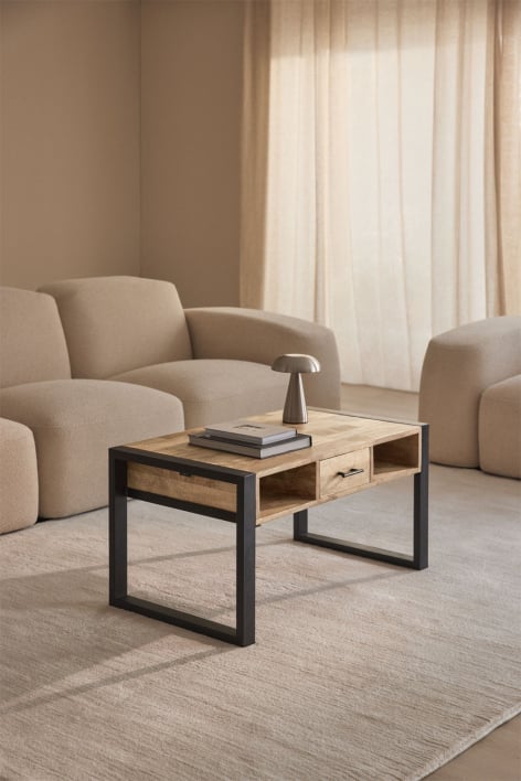 Table basse rectangulaire en bois de manguier (90x45 cm) Keblar